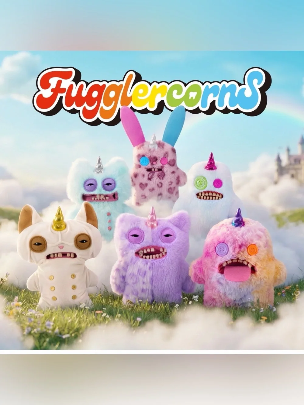 Complete Set of 6 Zuru Fuggler Fugglecorns Funny Ugly Monster Plush Toys